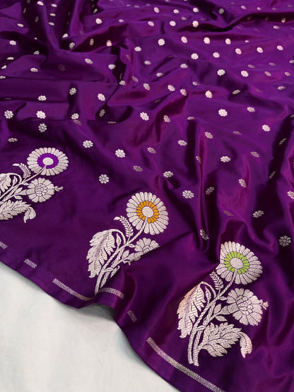 Purple Banarasi Butti Mashru Silk Saree MSM02