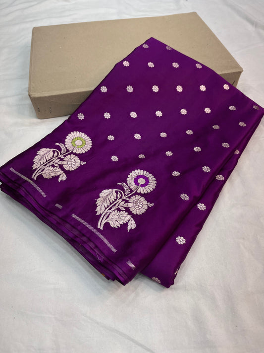Purple Banarasi Butti Mashru Silk Saree MSM02