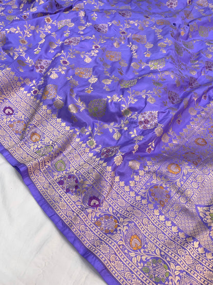 Banarasi Handloom Pure Katan Silk Saree In Lavender Shade