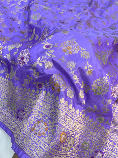 Banarasi Handloom Pure Katan Silk Saree In Lavender Shade