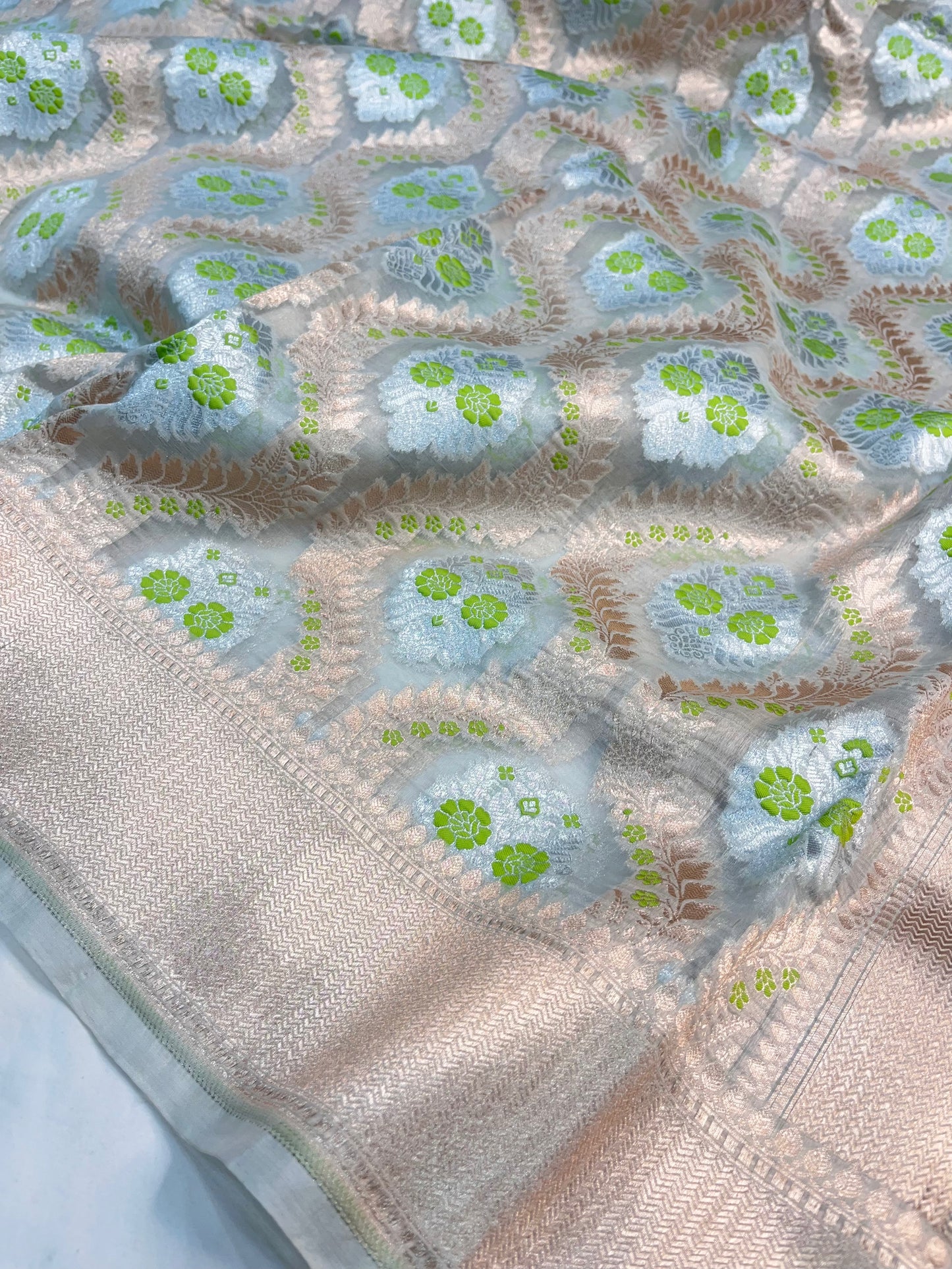 Banarasi Kora Organza Meenakari Saree
