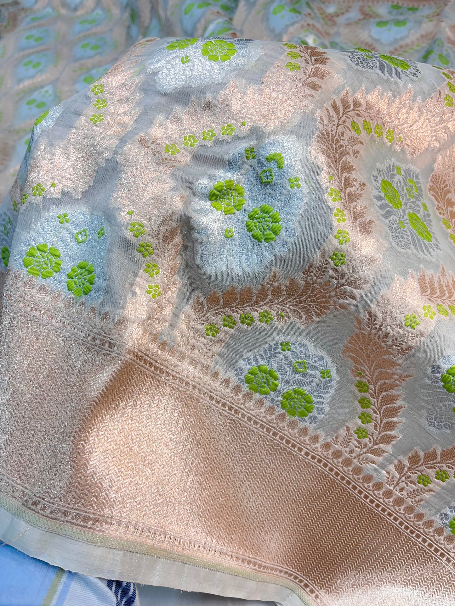 Banarasi Kora Organza Meenakari Saree