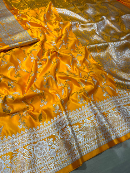 Yellow Mashru silk saree