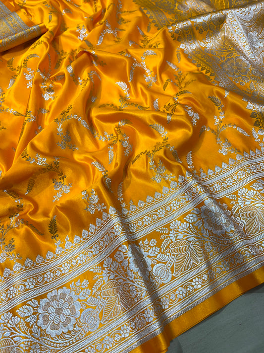 Yellow Mashru silk saree