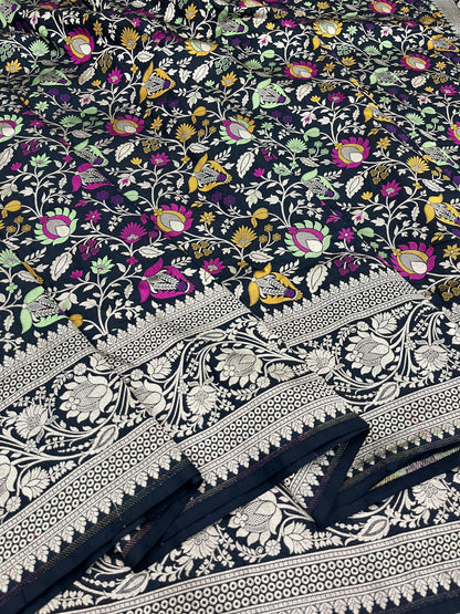 Black Tilfi Pure Katan Silk Saree