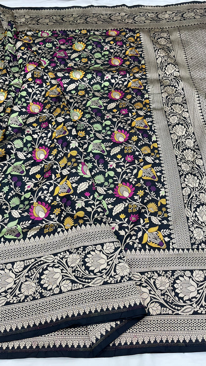 Black Tilfi Pure Katan Silk Saree