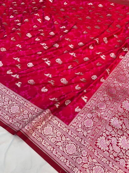 Cross Pink Banarasi Shikargah Mashru Saree
