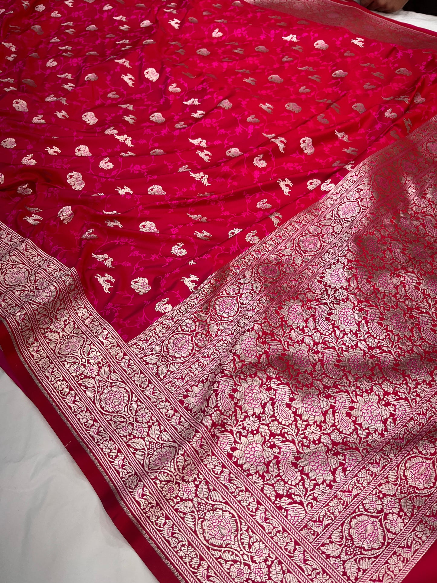 Cross Pink Banarasi Shikargah Mashru Saree