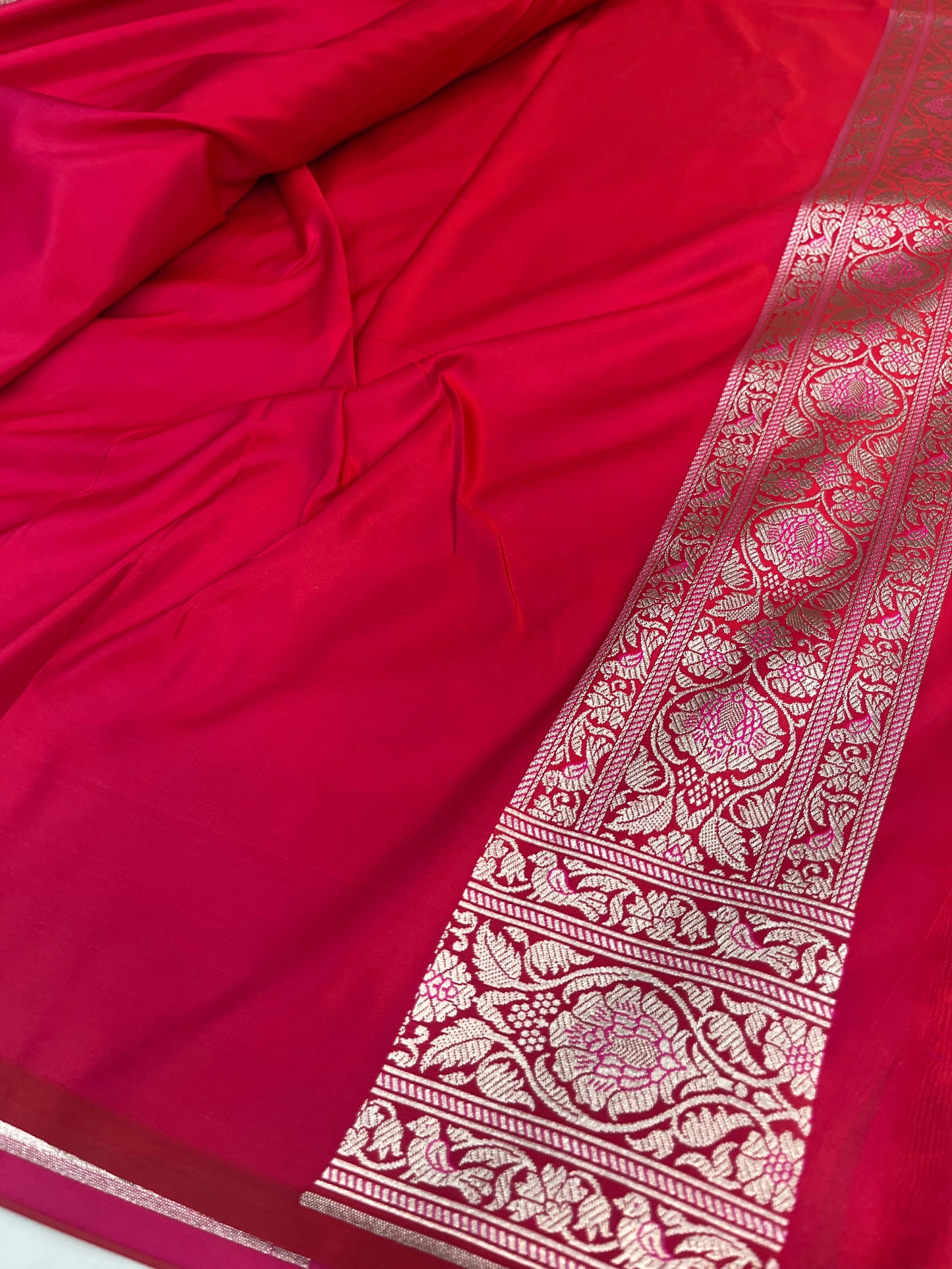 Cross Pink Banarasi Shikargah Mashru Saree