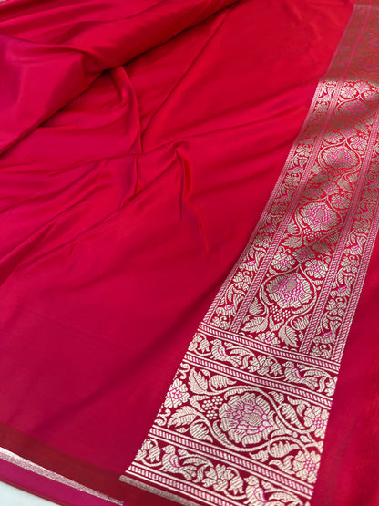 Cross Pink Banarasi Shikargah Mashru Saree