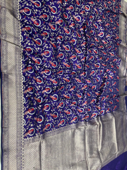 Purple Shikargah Banarasi Pure Silk Saree