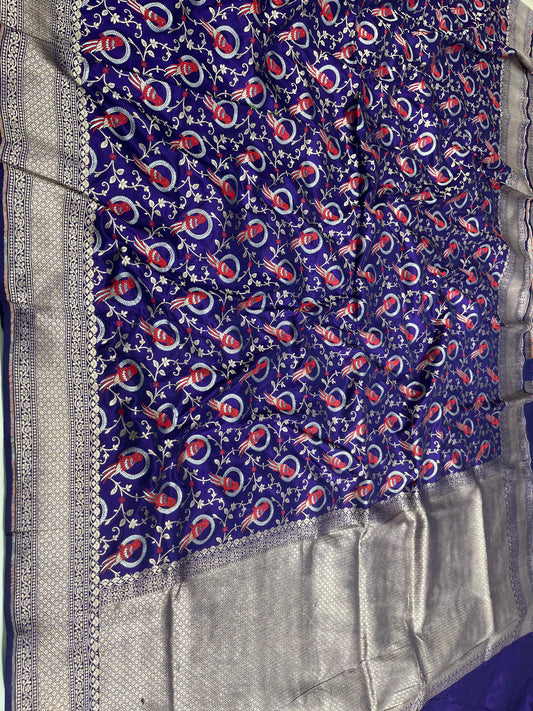 Purple Shikargah Banarasi Pure Silk Saree