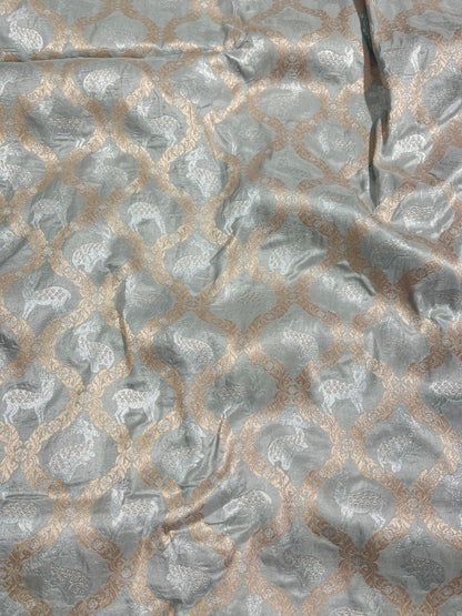 Grey Banarasi Shikargah Pure Silk Saree
