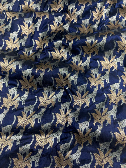 Nevy Blue Shikargah Pure Katan Silk Saree