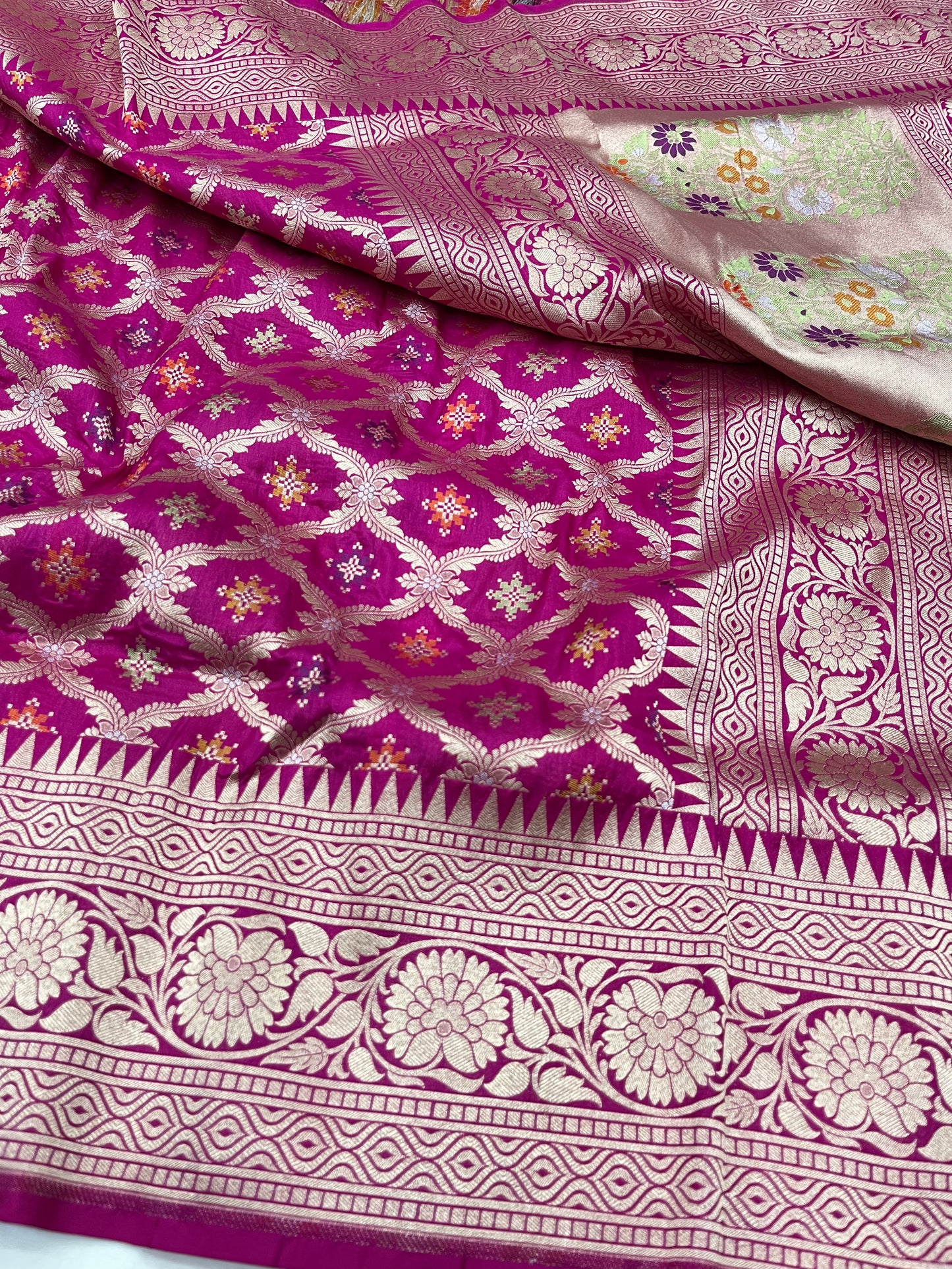 Rani Pink Banarasi Pure Silk sare