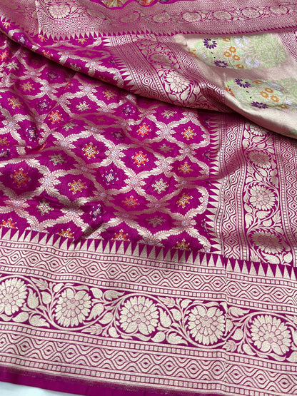 Rani Pink Banarasi Pure Silk sare