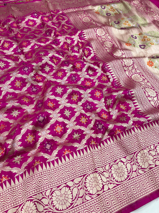 Rani Pink Banarasi Pure Silk sare