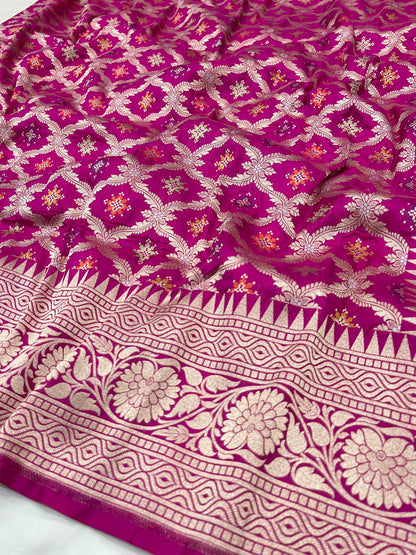 Rani Pink Banarasi Pure Silk sare
