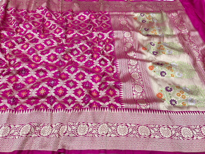 Rani Pink Banarasi Pure Silk sare