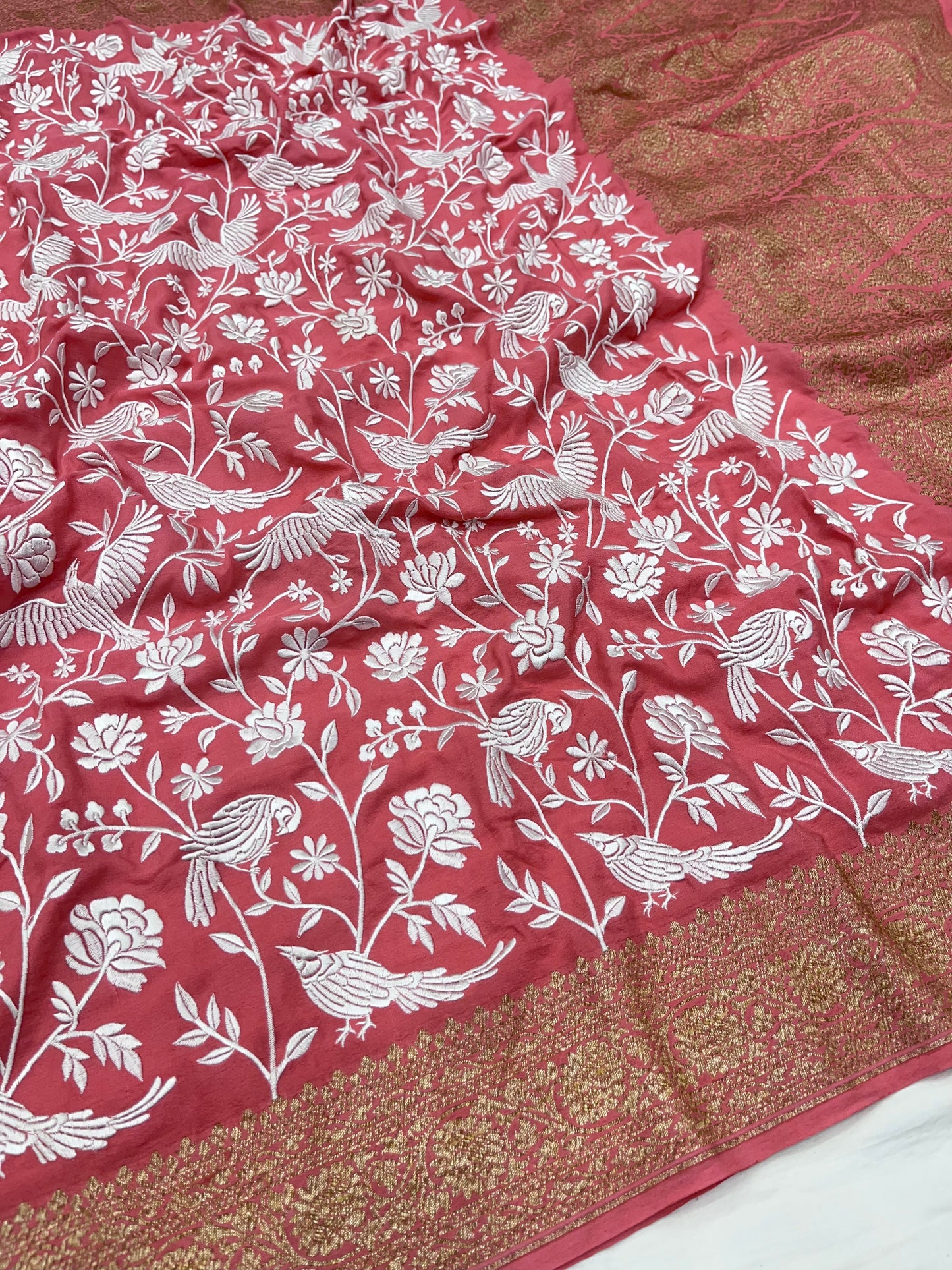 Strawberry Parsigara Saree
