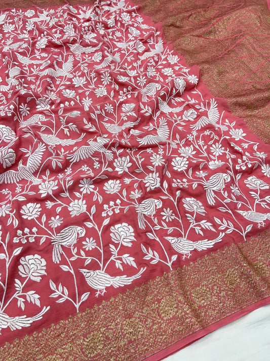 Strawberry Parsigara Saree