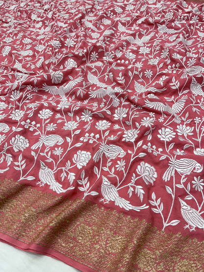 Strawberry Parsigara Saree