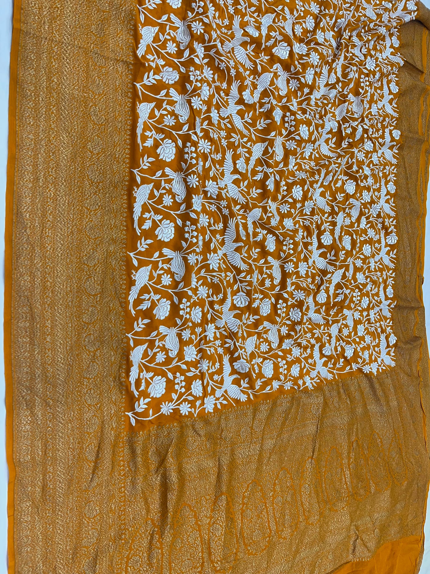 Mustard Yellow Parsigara Saree