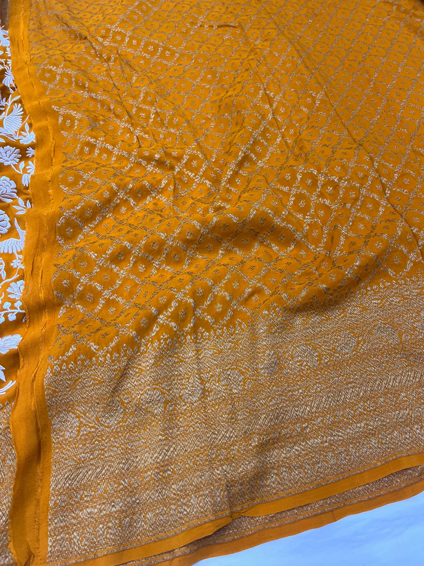 Mustard Yellow Parsigara Saree