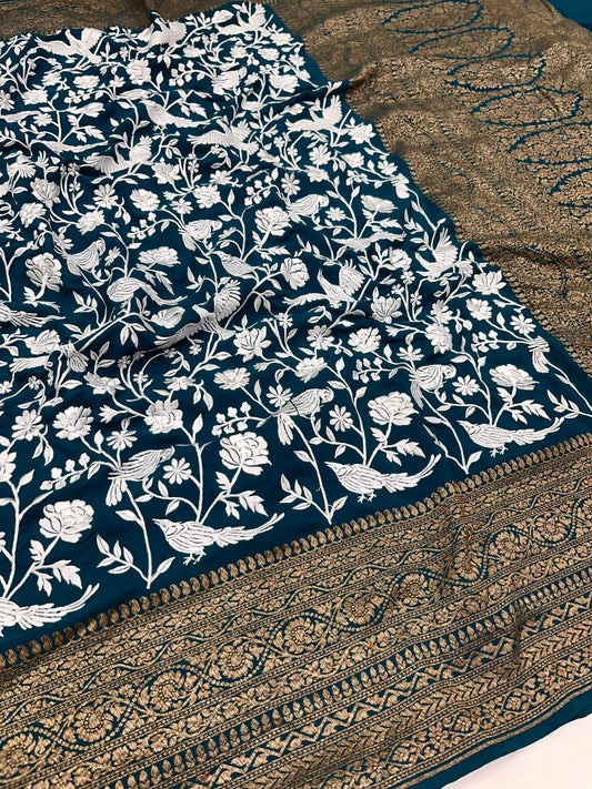Teal Green Parsigara Saree