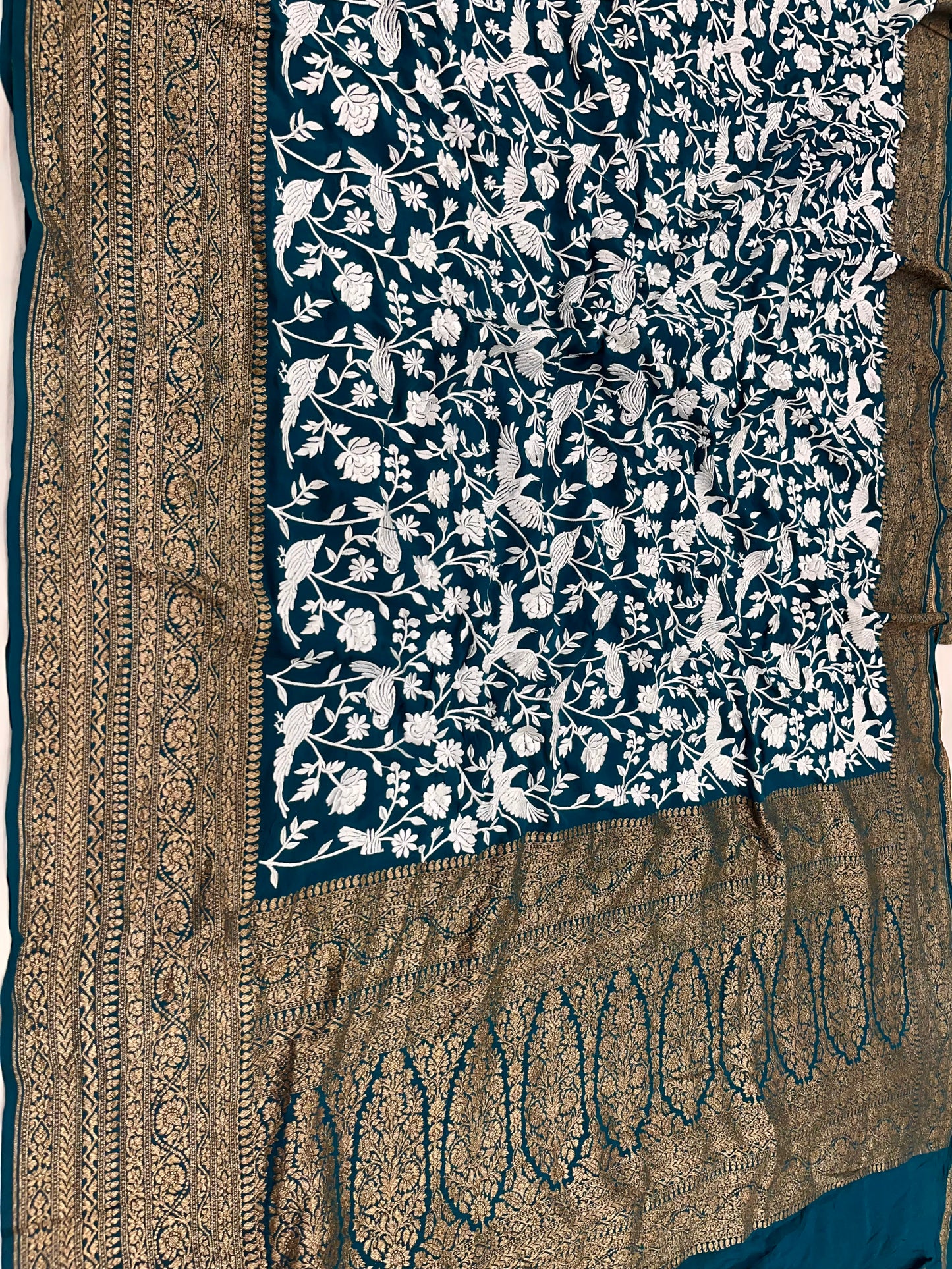 Teal Green Parsigara Saree