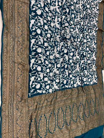 Teal Green Parsigara Saree