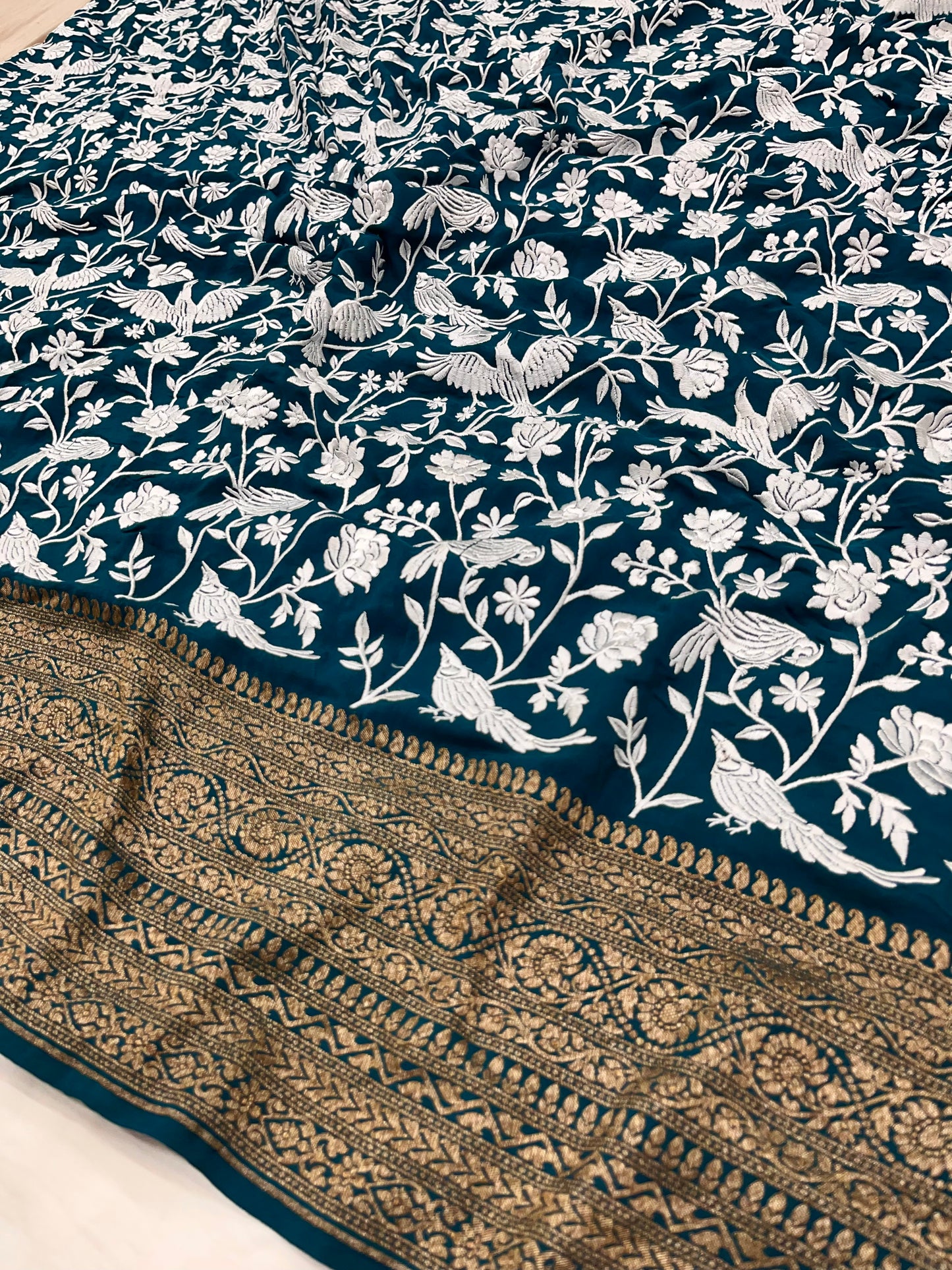 Teal Green Parsigara Saree