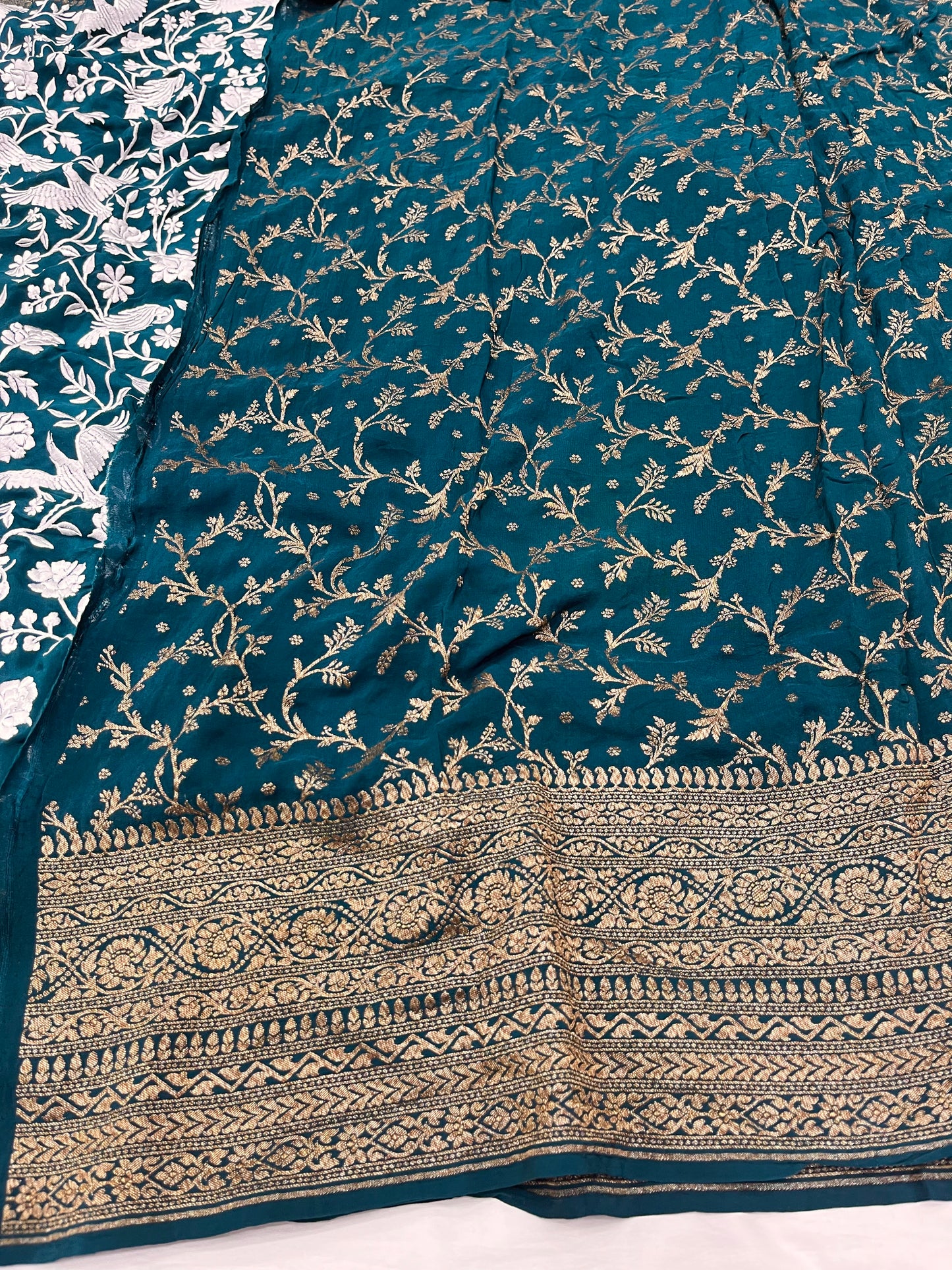 Teal Green Parsigara Saree