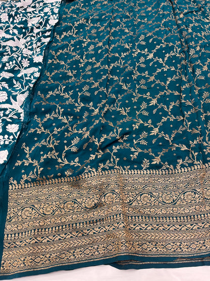 Teal Green Parsigara Saree