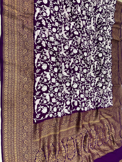 Purple Magenta Parsigara Saree