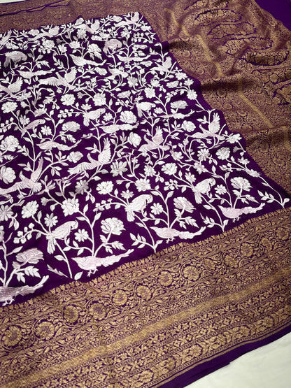 Purple Magenta Parsigara Saree