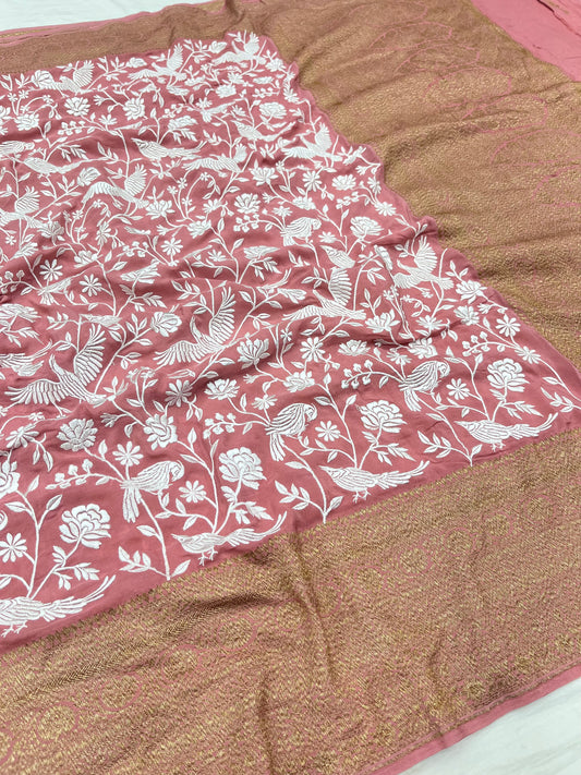 Peach Parsigara Saree