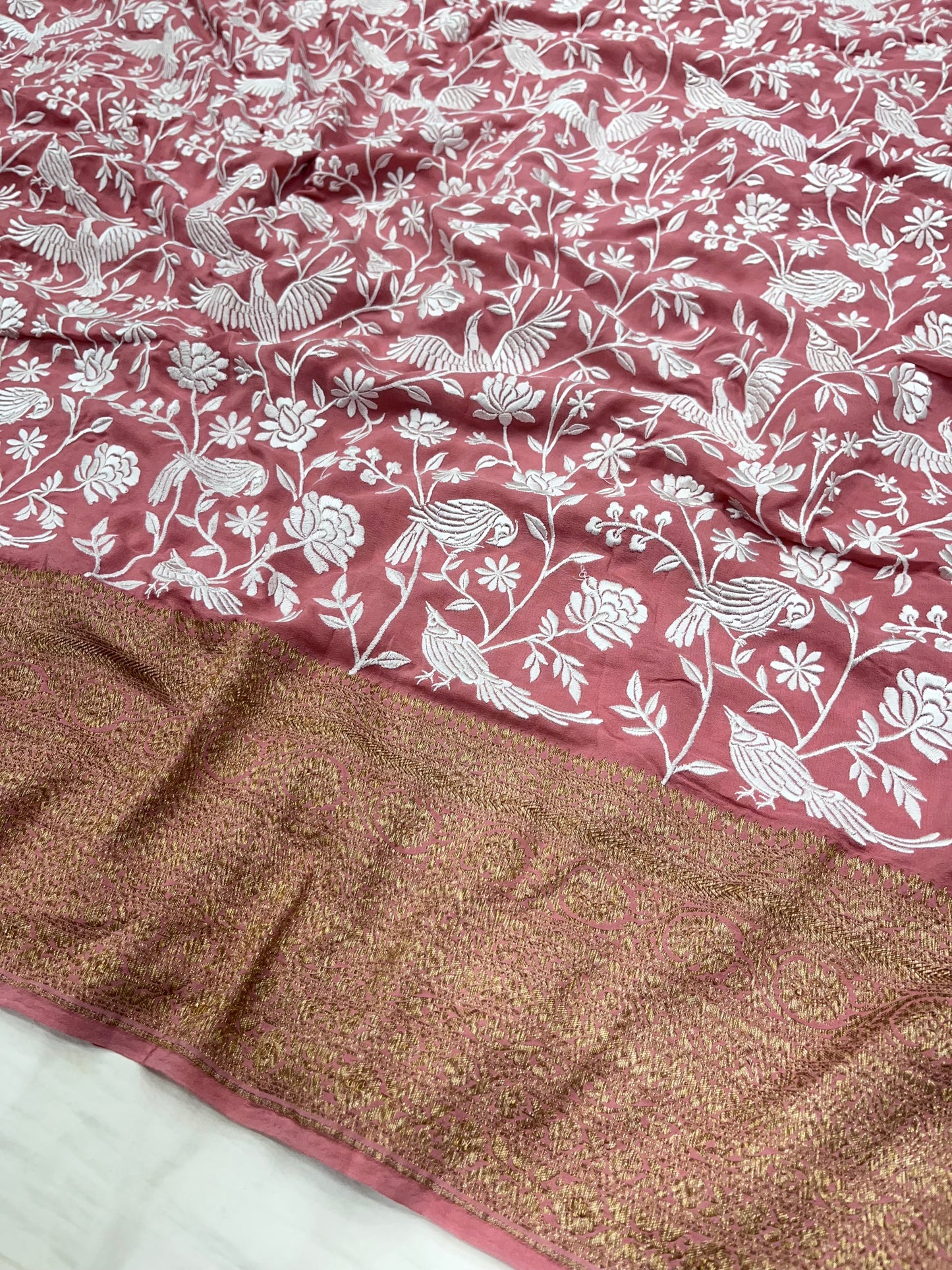 Peach Parsigara Saree