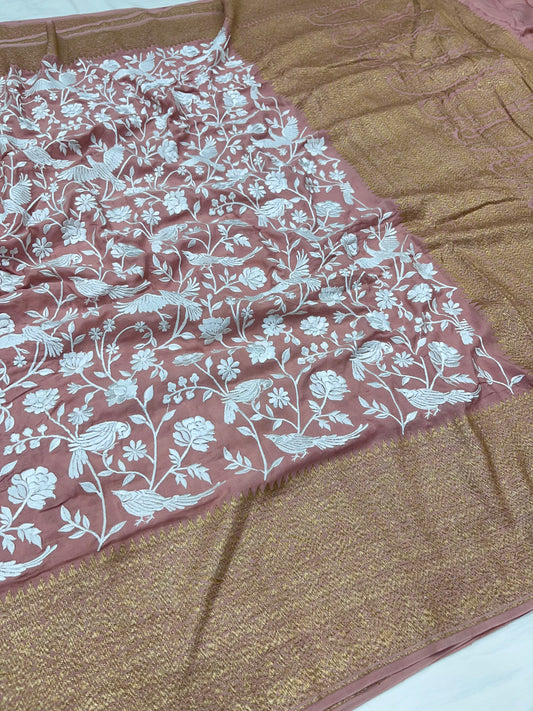 OldRose Dusty Pink Parsigara Saree
