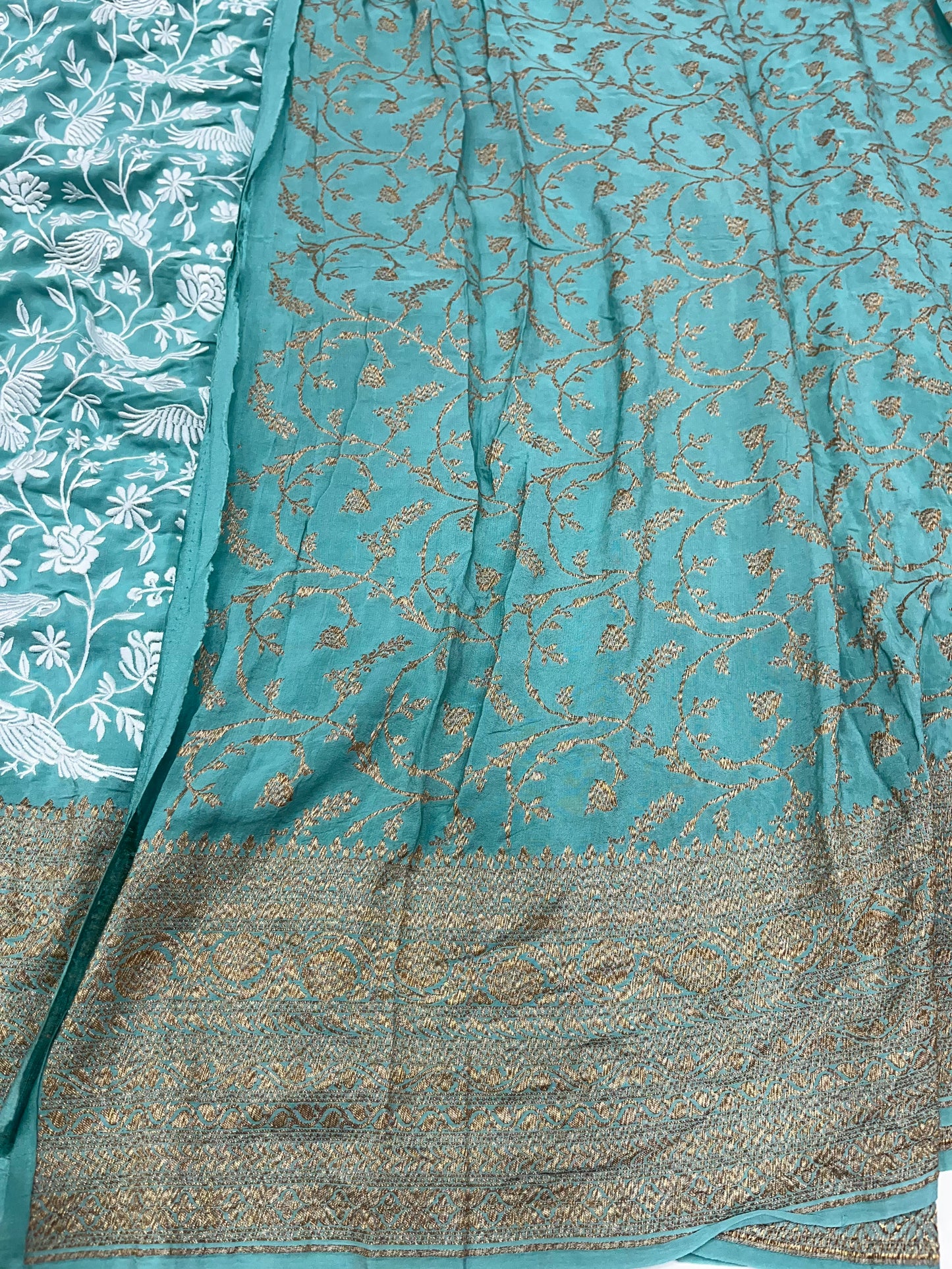 Turquoise Firozi Blue Parsigara Saree