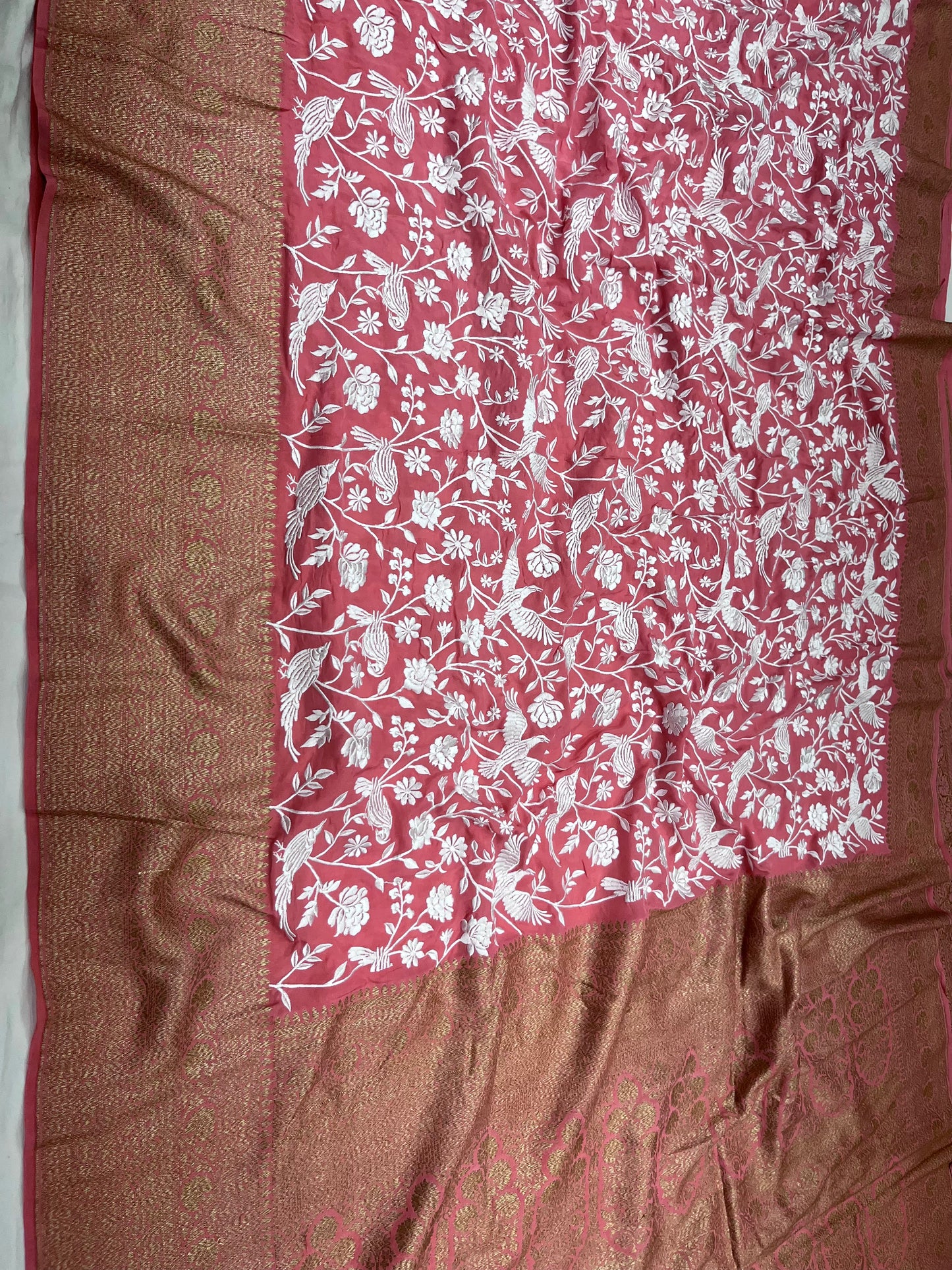 Strawberry Pink Parsigara Saree