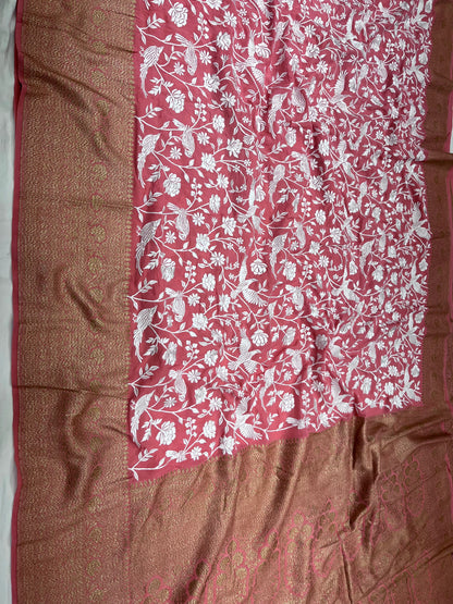 Strawberry Pink Parsigara Saree
