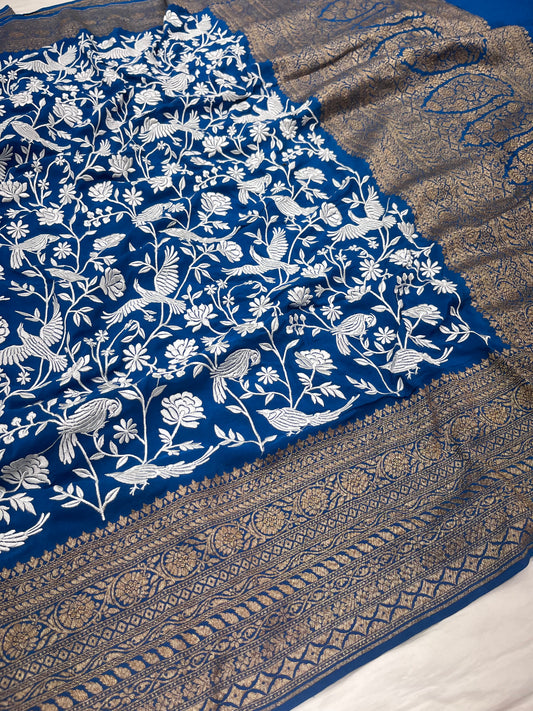 Firozi Blue Parsigara Saree