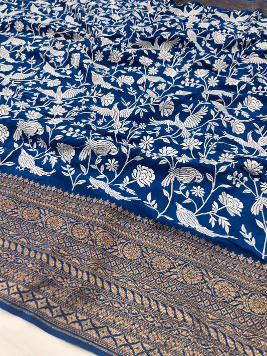 Firozi Blue Parsigara Saree