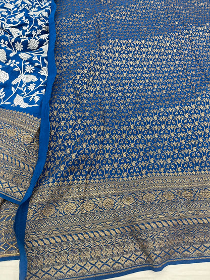Firozi Blue Parsigara Saree