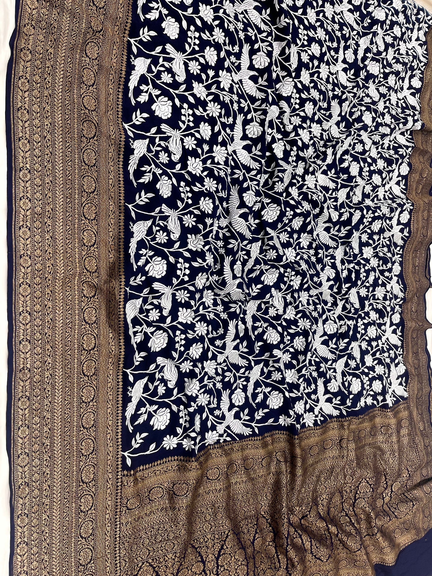 Dark Nevy Blue Parsigara Saree