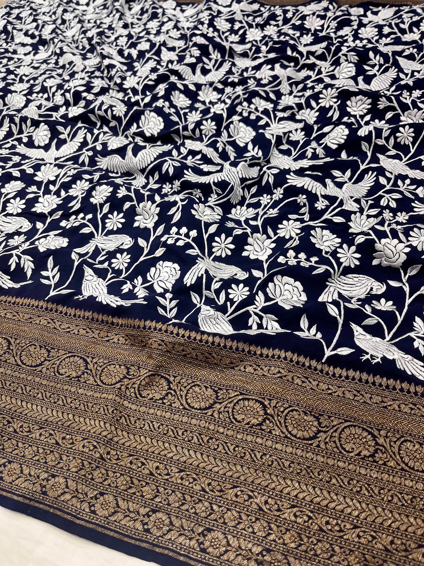 Dark Nevy Blue Parsigara Saree
