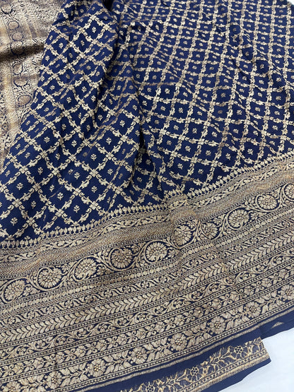 Dark Nevy Blue Parsigara Saree