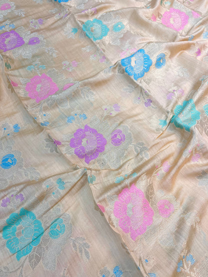 Ivory Pure Chiniya Silk Saree