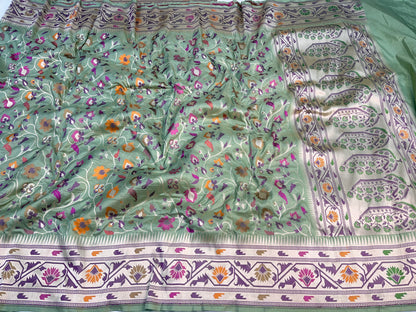 Pista Green Banarasi Paithani Silk